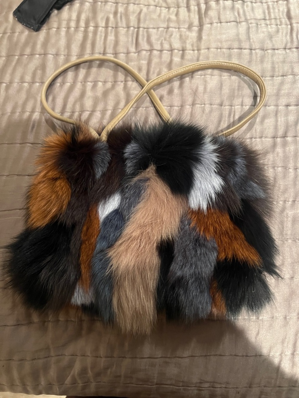 Multi-Color rabbit Fur Crossbody Bag - Women
